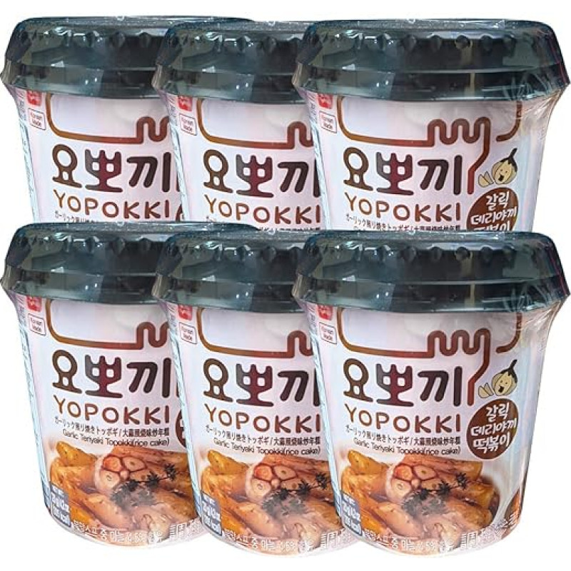 Yopokki Instant Rice Cake Cups (Garlic Teriyaki), Set of 6