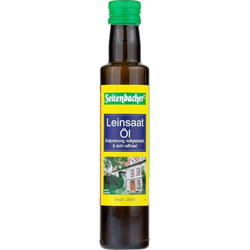 Seitenbacher Ekologiškas sėmenų aliejus I Pirmojo spaudimo I Šalto spaudimo I Natūralus I (1 x 250 ml)