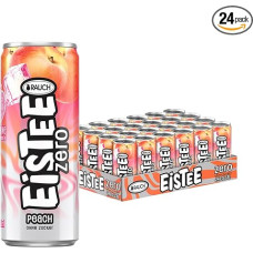 Rauch Eistee Zero Peach Refreshing Iced Tea with Peach Flavour, Ideal for Tea Drinkers & Thirst Quenchers, Sugar-Free & Low Calorie, Made of Black Tea and Rosehip, 24 x 330 ml Tins