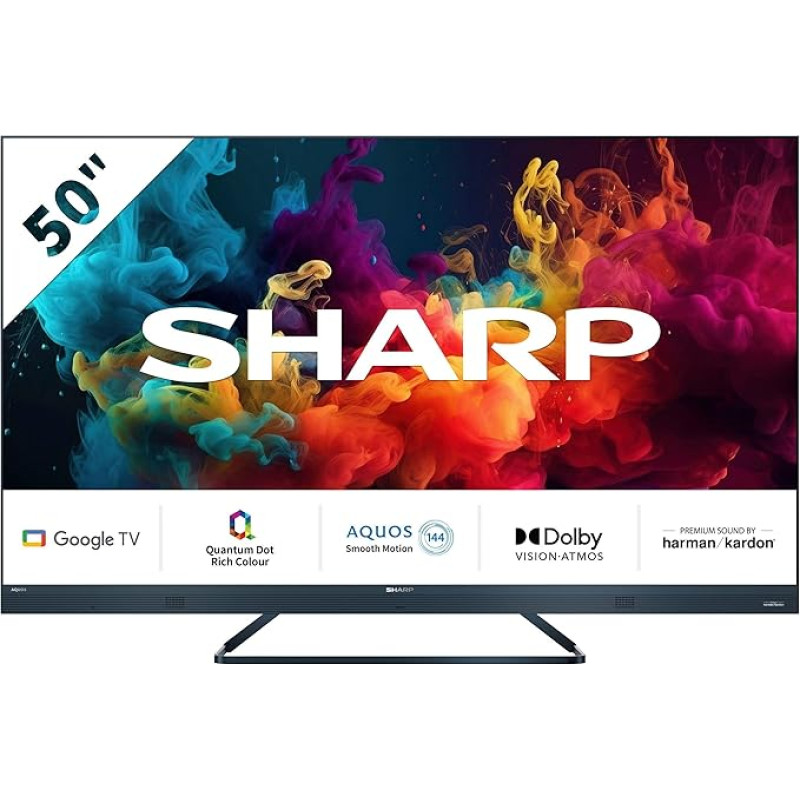 SHARP 55FQ5EG Quantum Dot Google TV 139 cm (55 Inch) 4K Ultra HD QLED Google TV (Smart TV without Frame, Dolby Atmos, Dolby Vision IQ, HDMI 2.1 with eARC)