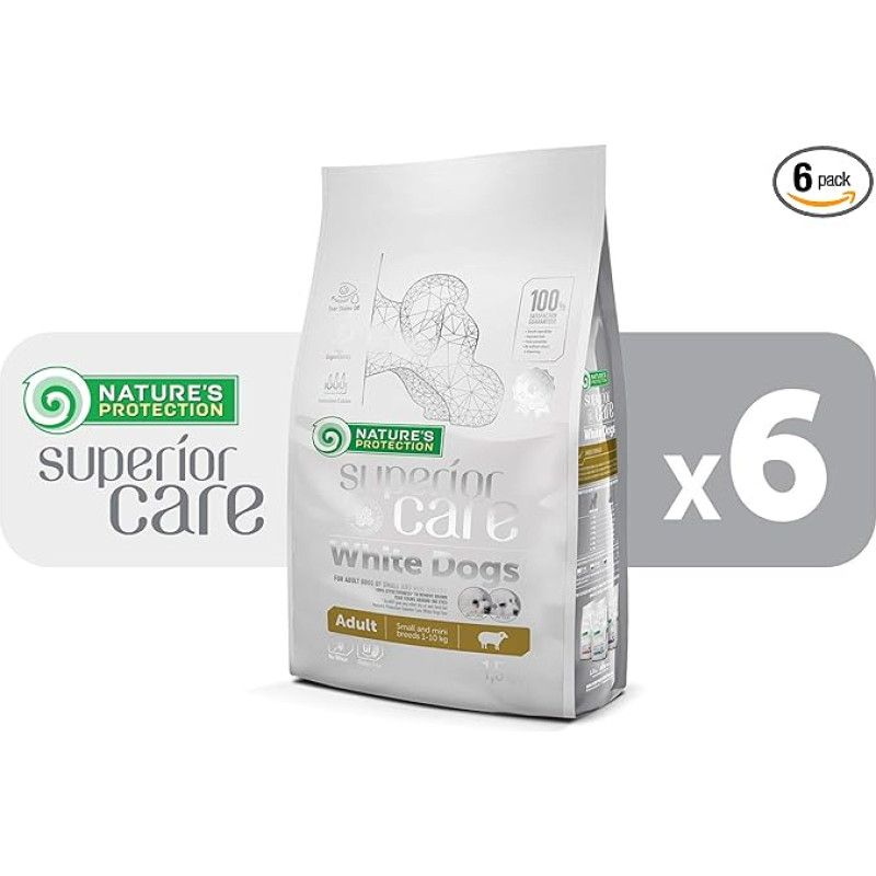 Nature's Protection Superior Care sausas maistas šunims, hipoalerginis ėdalas suaugusiems šunims, be grūdų, visų mažų ir mini veislių šunims, ėriena, 6 x 1,5 kg