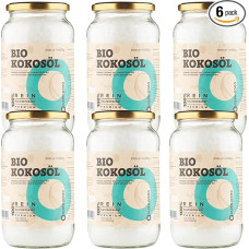 Ekologiškas kokosų aliejus CocoNativo 6 x 1000 ml (6 l), 6 vnt., ekologiški kokosų riebalai, aukščiausios kokybės, vietinis, šalto spaudimo, žalio maisto kokybės, grynas, skirtas virimui, kepimui, kepimui, plaukams, odai (6 x 1000 ml)