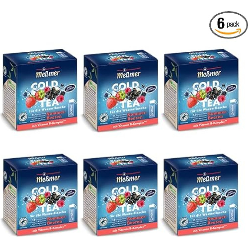 Meßmer Cold Tea Summer Berry | Pack of 6 with 84 Pyramid Bags | Gluten Free | Lactose Free | Vegan