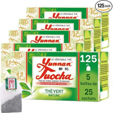 Yunnan tuocha Zouji Green Natural Tea - 125 Tea Bags (Pack of 5 x 25) - 250 g - Tea from China with Guaranteed Origin