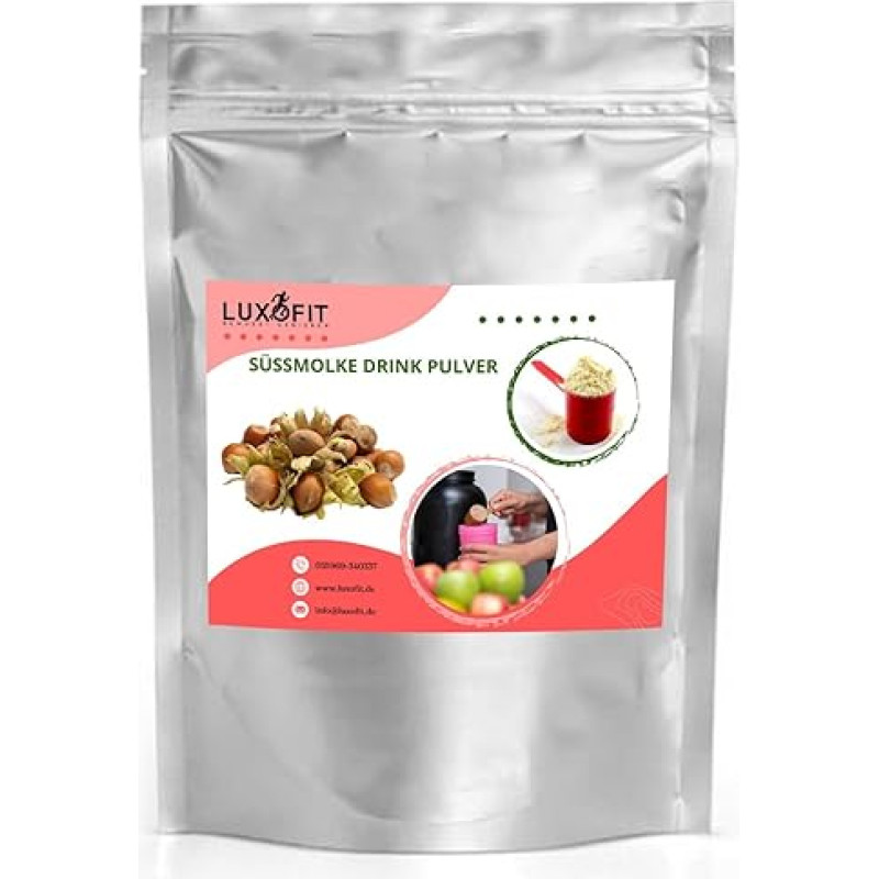 Luxofit Hazelnut Sweet Whey Drink Powder with Whey Protein, Sports Drink Powder, Natural Dyes, Quick and Easy to Prepare, Intensive Flavour (1 kg)