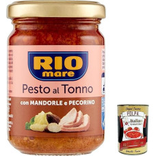 12 x Rio Mare Pesto al Tonno con Mandorle e Pecorino, Tuno Pesto padažas su migdolais ir Pecorino 130 g + Italian Gourmet Polpa 400 g