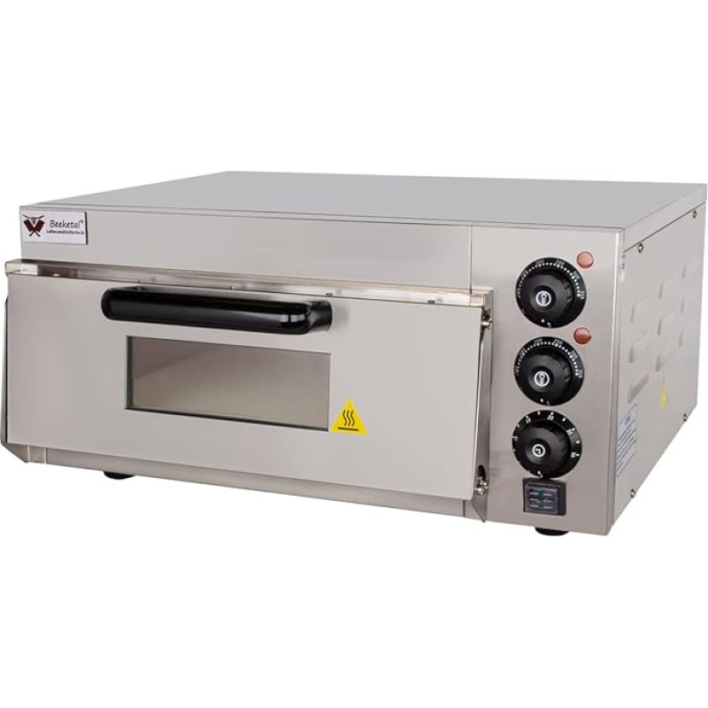 Beeketal BPO Series Professional Pizza Oven with Fire Clay Stone Baking Surface, Gastro Stone Oven for Pizza, Bread and Bakeware Oven Temperature up to 350°C (Top and Bottom Heat Separately Adjustable), Pizza Oven with Glass Door and Interior Lighting