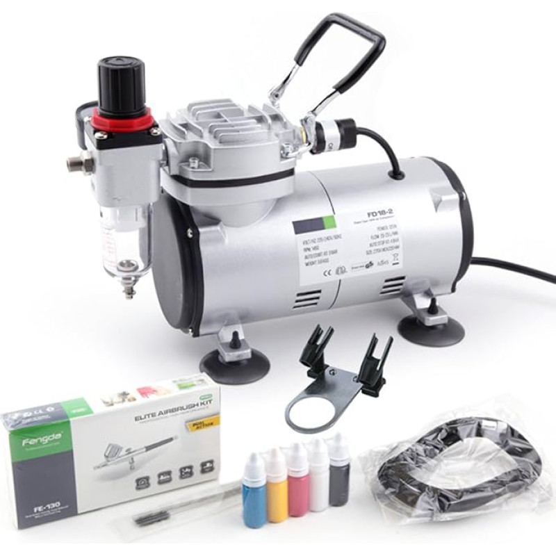 Airbrush Kit Fengda FD-18-2K with Compressor FD-18-2, Airbrush FE-130 and accessories