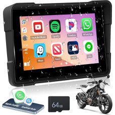 CAMECHO motociklų navigacijos įrenginiai 5 colių HD jutiklinis ekranas, atsparus vandeniui su 64G TF kortele su navigacija Belaidis 