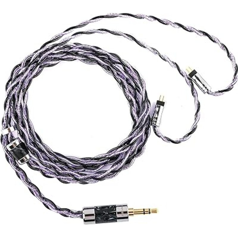 Linsoul Tripowin Moonshadow IEM Cable, 4 Core Alloy Copper with Aluminium Foil and Silver-Plated OCC Headphone Cable, HiFi Replacement Cable for Wired Headphones (2 Pin, 3.5 mm)