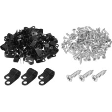 QUARKZMAN R-type Cable Clip Wire Clamp, 10.4 mm 0.41 Inch Nylon Screw Fastening Cable Tie Clips with Screws Black for Cable Management Pack of 200