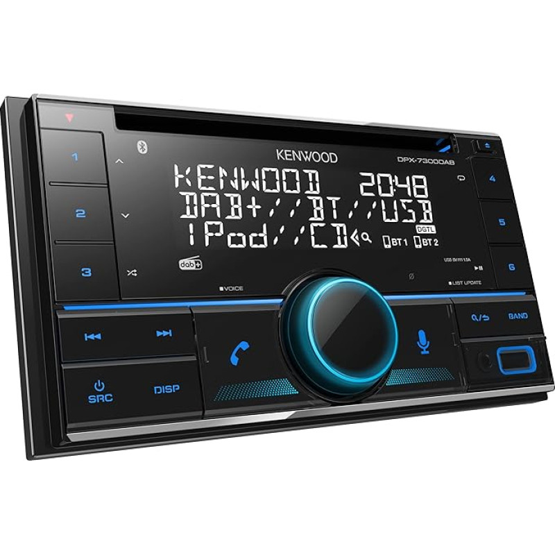 KENWOOD DPX-7300DAB 2-DIN CD Car Radio with DAB+ and Bluetooth Hands-Free Kit (USB, AUX-In, 3 x Pre-Out 2.5 V, Amazon Alexa, Sound Processor, 4 x 50 W, VAR Lighting, DAB+ Antenna)