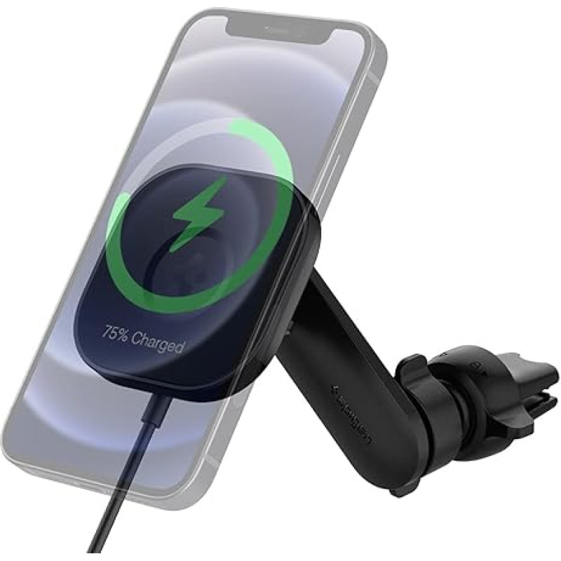 Spigen OneTap Pro MagFit Magnetic Wireless Mobile Phone Holder Car Charger for MagSafe, Fast Wireless Charger, Car Mobile Phone Holder, Ventilation Compatible with iPhone 16 15 14 13 12 Pro Max Pro