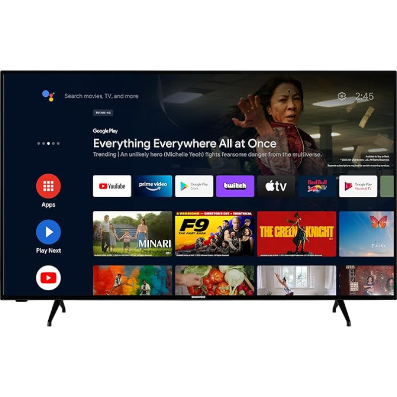 Daewoo Android TV 50 Inch TV (4K UHD Smart TV, HDR Dolby Vision, Dolby Atmos, Triple Tuner) D50DM54UANSX