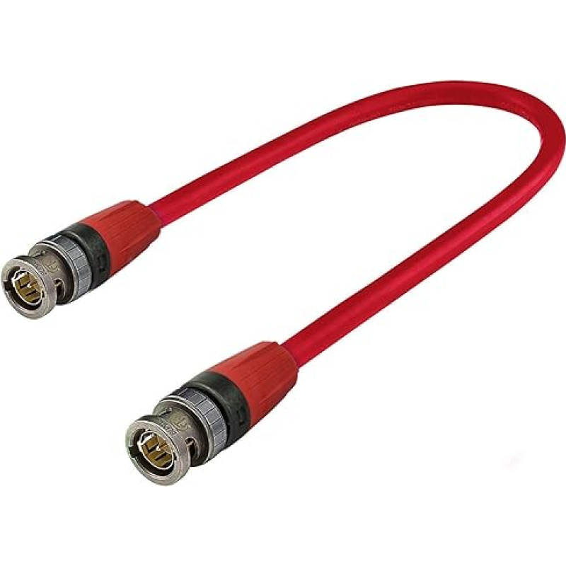 SommerCable 40 cm 12G 6G 3G SDI BNC vaizdo kabelis 4K 6K UHD HD-SDI (HDTV) SC Vector 0.8/3.7 Red BNC jungtis RearTwist NEUTRIK - VTGX-0040-RT-RT - 0.4 m - 1.31 ft