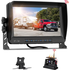 Saulės belaidė atbulinės eigos kamera, magnetinė atbulinės eigos kamera, radijas, Hodozzy 7 colių IPS HD1080P monitorius, DVR įrašymas, naktinis matymas, IP68 atsparumas vandeniui, belaidė atbulinės eigos kameros sistema nameliams ant ratų,