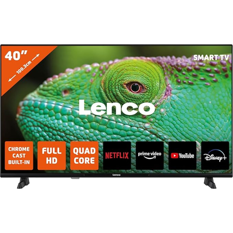 Lenco LED-4044BK - 40 Inch Android Smart TV, Full HD, 2024, Black