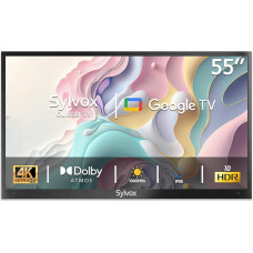 SYLVOX 55 Inch Outdoor TV, 4K Ultra HD Google Smart TV, 1000 nits Outdoor TV Google Voice, Screen Mirroring, IP55 Waterproof, HBBTV, 60 Hz. Wi-Fi. DVB/S2/T2 Partial Sun (Deck Pro 2.0)