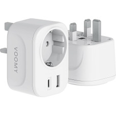 VOOMY Travel Adapter UK Adapter England Germany Plug Socket Adapter England with USB-C & USB-A Travel Adapter Type G Socket for UK Ireland Scotland