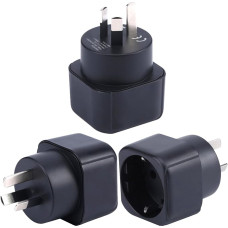 Europe to Australia/New Zealand Plug Adapter, EU Plug Type C/E/F, Fits AU Socket, European/Germany/French Plug to AUS/New Zealand Travel Plug Converter (Pack of 3)