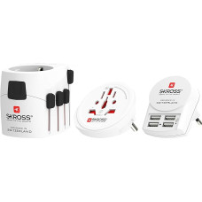 SKROSS | 1.302522 | PRO + USB (4xA) | Universal Travel Adapter - Additional 4 USB Charging Sockets - Voltage and Power 100V - 700W / 250V - 1750W. Anti-Electric Shock Protection