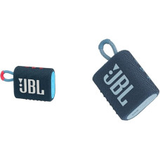 JBL GO 3 Small Bluetooth Box in Blue and Pink - Waterproof, Portable Speaker for On The Go - Up to 5 Hours Playback Time on Just One Battery Charge & GO 3 Small Bluetooth Box in Blue, Pack of 1