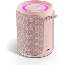 Deeyaple Bluetooth Speaker Small Portable Music Box 5.3 IPX7 Waterproof Wireless Stereo Pairing Hands-Free RGB Light for Outdoor Camping Garden Party Travel 50% Volume 12H Playback Pink