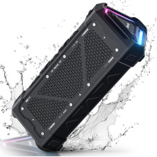 RIENOK Bluetooth Speaker, Powerful Portable Waterproof Speaker/Music/Bass Mode, True Wireless Stereo, LED Light, Support Micro SD Rechargeable Type C