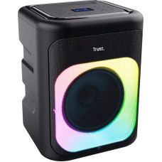 Trust Azura Party Speaker Portable Bluetooth Speaker 100 W, LED RGB Music Box Speaker Weatherproof IPX4, Rechargeable Battery 11 Hours, 2 Microphone Inputs for Karaoke - Black