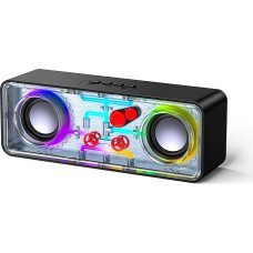 JAMELO Bluetooth Speaker with RGB Light, Portable Speaker, Bluetooth 5.3, TF Card, AUX, TWS Stereo Sound, Outdoor Music Box for Party, Camping, Beach, Travel, Hiking, Black