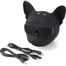 French Bulldog Speaker, Bluetooth Dog Speaker, Black Plastic, Portable Dog Shaped Stereo Sound Music Player, Wireless Bluetooth Speaker