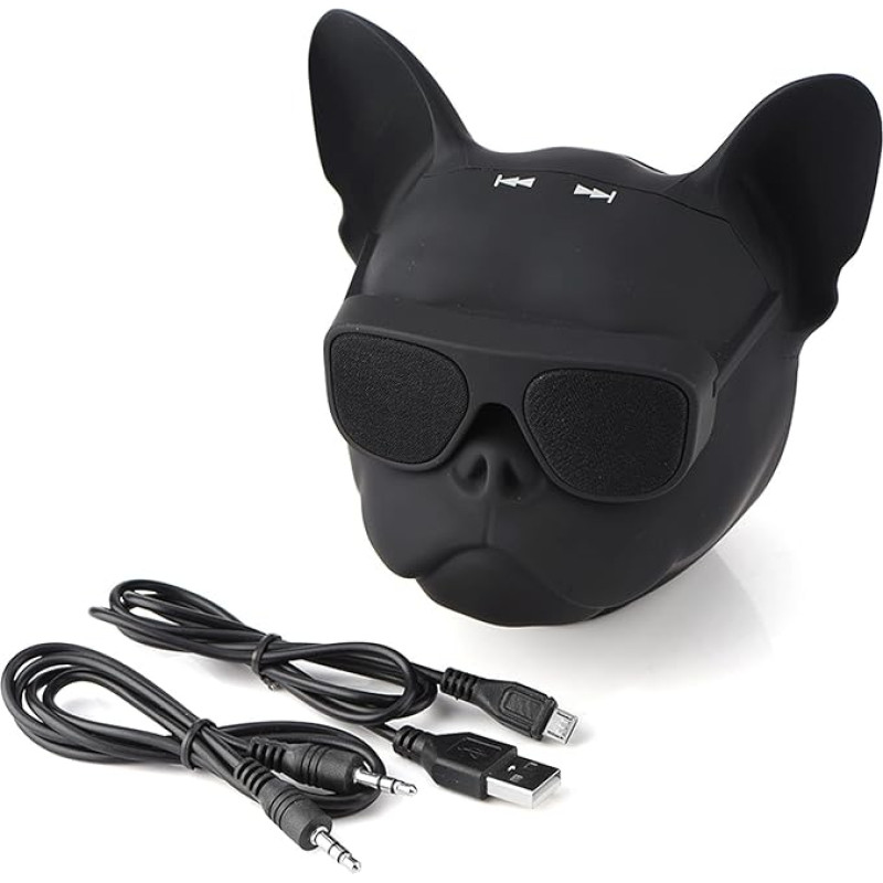 French Bulldog Speaker, Bluetooth Dog Speaker, Black Plastic, Portable Dog Shaped Stereo Sound Music Player, Wireless Bluetooth Speaker