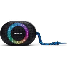 Aiwa BST-330BL Compact Bluetooth Speaker, Durable, Powerful with Hyperbass Technology, 10W Power, RGB Lighting, Card Reader, Waterproof Colour: Black and Blue