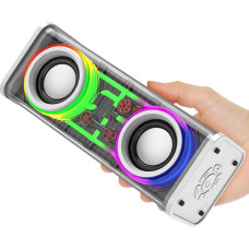 BSZHI Bluetooth Speaker, Portable Wireless Speaker with 10W Stereo Sound, Transparent Speaker with Colorful LED Lights, Bluetooth 5.3, TWS Pairing, Party Speaker for Home