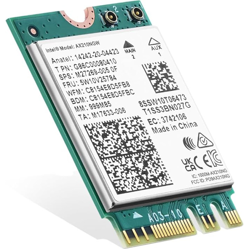 Binardat WiFi 6E Card M.2 AX210NGW WiFi Network Adapter, Intel AX210 Chip Bluetooth 5.3, 5400Mbps Tri-Band 2.4GHz/5GHz/6GHz OFDMA & MU-MIMO for Laptop Windows 10/11