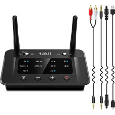 1Mii B03 Bluetooth 5.3 Transmitter Receiver for TV, aptX HD Low Latency Wireless Audio Adapter for 2 Headphones Stereo System, Long Range, Digital Optical, AUX, RCA
