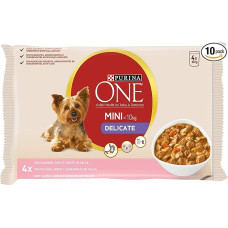 Purina One Delicate drėgnas ėdalas šunims, su lašiša, 4 x 100 g