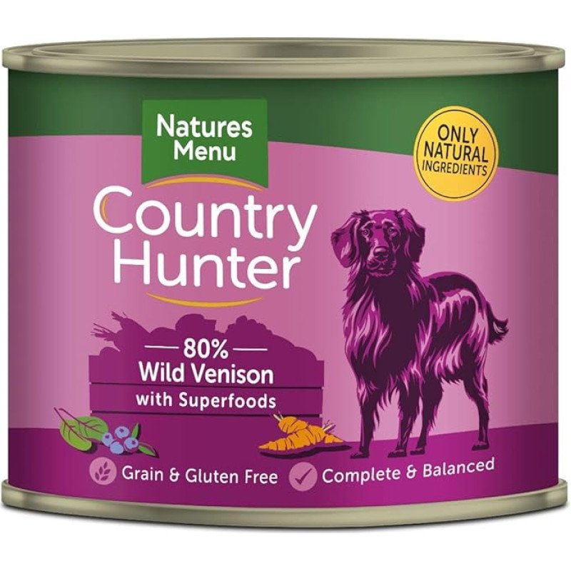 Natures Menu Natürliches Hundefutter, Wildfleisch und Blaubeeren, 6 x 600 g