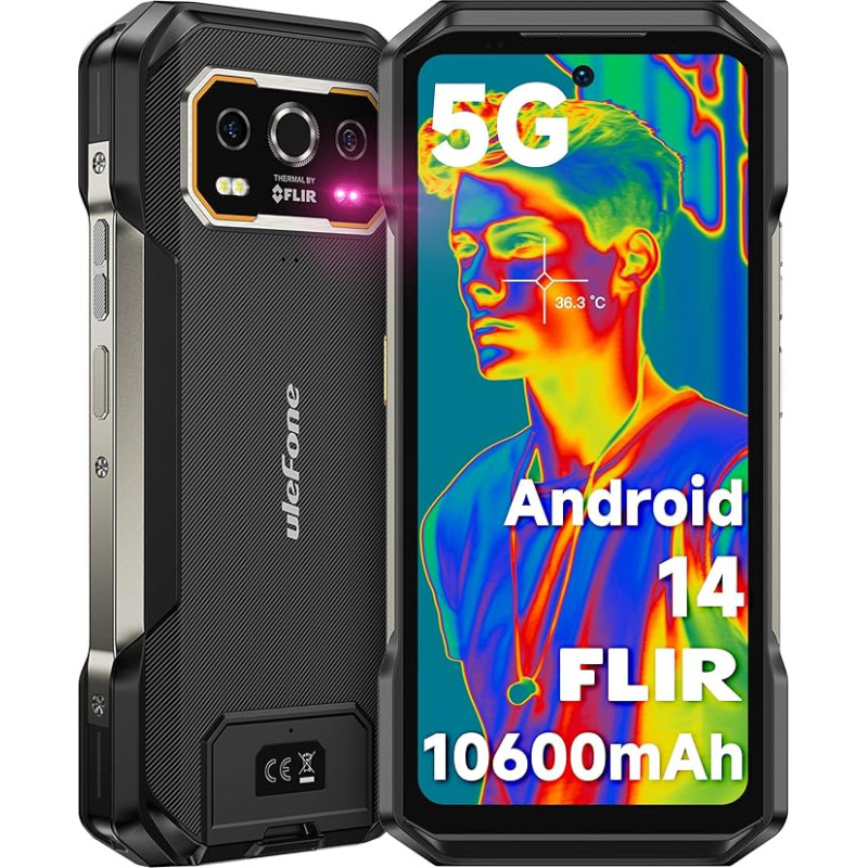 Ulefone Armor 27T Pro 5G lauko mobiliojo telefono termovizoriaus kamera, 24GB + 256GB 10600mAh lauko išmanusis telefonas be sutarties 