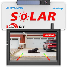 AUTO-VOX Wireless Solar Reversing Camera: 3 Mins DIY Installation HD Reversing Camera Radio with 5 Inch Monitor, Stable Digital Signal, IP69K Waterproof Car Reversing Camera for Trucks, Motorhomes,