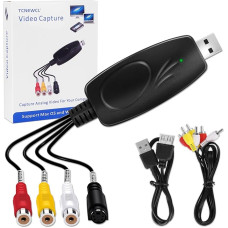 TCNEWCL RCA į USB 2.0 vaizdo grobtuvą, garso ir vaizdo įrašo keitiklis perduoda Hi8 VCR VHS DVD į skaitmeninį vaizdo įrašą, skirtą Windows 7 8 10 /XP/Vista/Mac OS