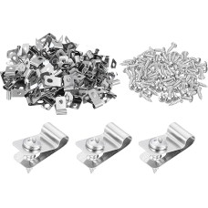 išteklių žemėlapis Zaun-Drahtklemme, Kabelklemme, Drahtzaun-Clips mit Schrauben, Befestigungsclip für 4 Gauge Draht für Holz, Metall, Vinyl, Zaun, 100 Stück