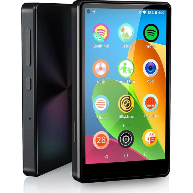 MP3 Player Bluetooth with Spotify Kids, Spotify, Audible, Browser (Removable), Amazon Music, 4.0 Inch IPS MP4 Music Player Up to 256GB