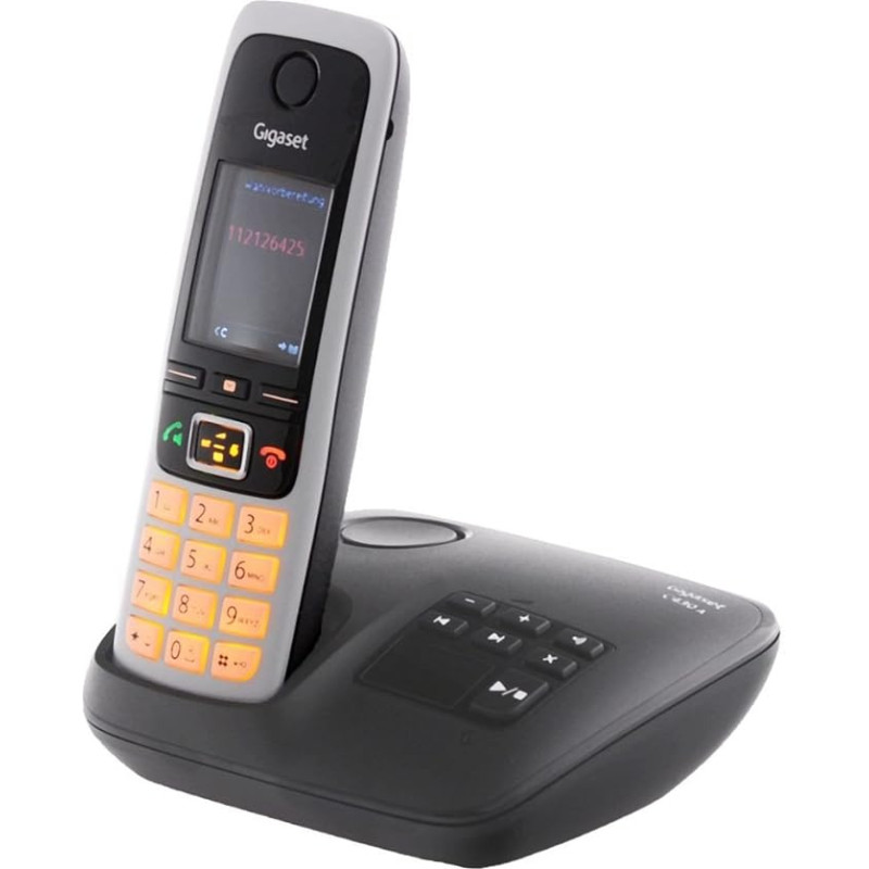 Gigaset C430A Cordless Phone with Answering Machine - DECT Phone with Hands-Free Function - Classic Universal Handset with TFT Colour Display - Black/Silver