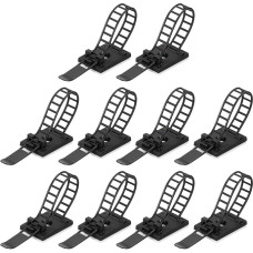 QUARKZMAN 100 lipnių kabelių spaustukų, reguliuojami nailoniniai kabelių spaustukai kabeliams tvarkyti, skirti stalui, automobiliui, namams ir biurui (juodi, 25,5 mm/1 colis)