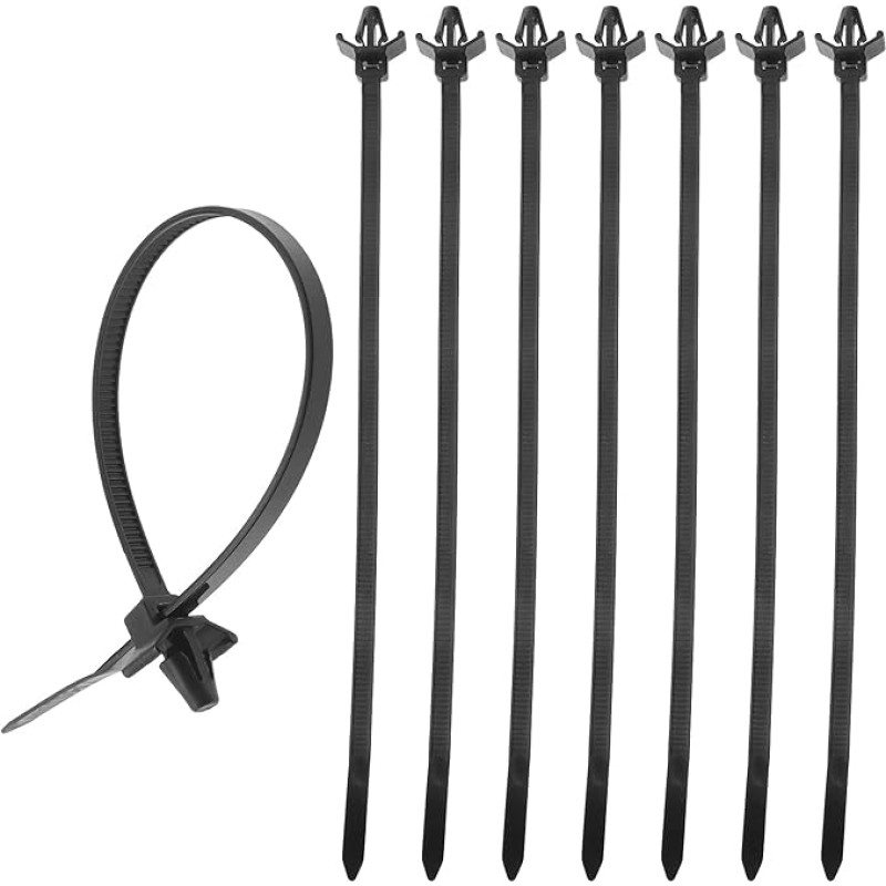 ECSiNG Kabelių raiščiai su sparneliais, skirti pasidaryk pats, statyboms, elektronikai, automobilių kabelių laidams, nailoniniai, juodi, 200 x 4,8 mm, skylės skersmuo 4 mm-6 mm, 100 vnt.