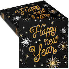 40 laimingų Naujųjų metų servetėlių 33 x 33 cm Naujųjų metų popierinės servetėlės Naujųjų metų išvakarių servetėlės Vienkartinės servetėlės Naujųjų metų vakarėlio servetėlės Stalo apdaila 2022 m. Naujųjų metų išvakarės Kalėdos (fejerverkų stilius)