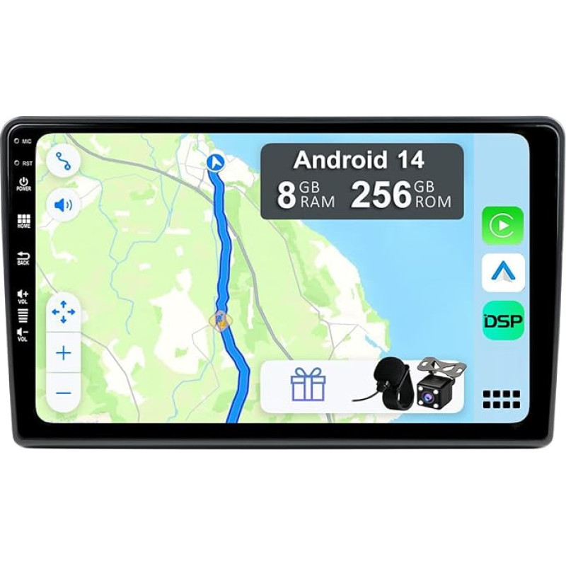 YUNTX [8GB + 256GB] Android 14 Car Radio for Fiat Ducato/Peugeot Boxer/Citroen Jumper (2006-2022)-[Integrated CarPlay/Android Car/DSP/GPS]-9 Inch IPS 2.5D-CAM+MIC-DAB/Mirror Link/Bluetooth 5.0/360