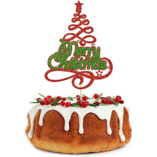 Gyufise 1 pakuotė Linksmas Kalėdų Kalėdų pyrago apdaila Raudona žalia blizgučių Kalėdų eglutė Linksmas Kalėdų pyragas Pick dekoracijos Linksmos Kalėdos tema Laimingi Naujieji metai Šalies reikmenys