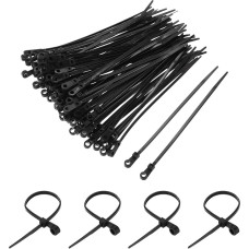 sourcing map Kabelbinder aus Nylon, selbstsichernd, lang, 3,6 mm, für Kabelmanagement, Schwarz, 200 mm, 18 kg, 500 Stück